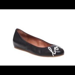 Ellen Degeneres Black Flats with White Detail